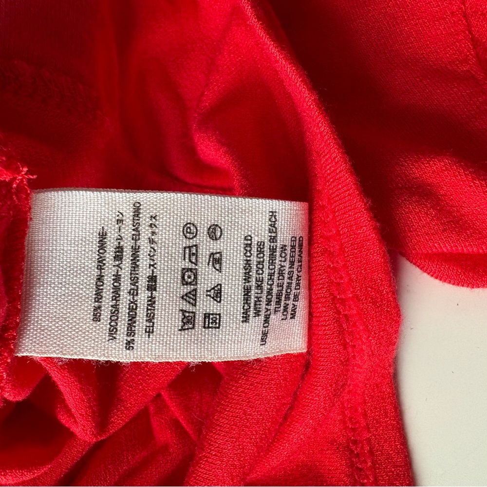 Free People Last Time Red Surplice Bell Sleeve Crop Top Size Medium - Picture 7 of 8
